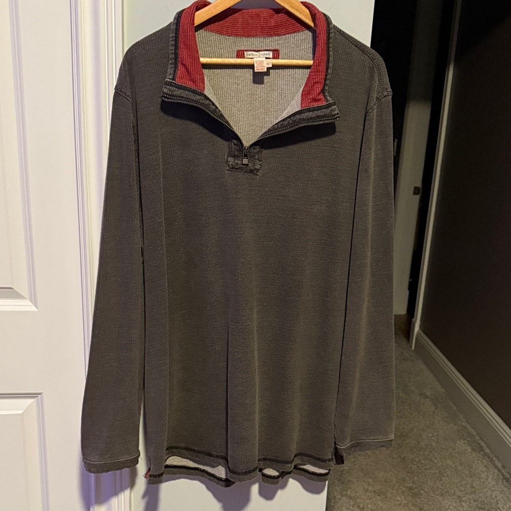 Men's Gray and Red Zip Up Sweater XLT
